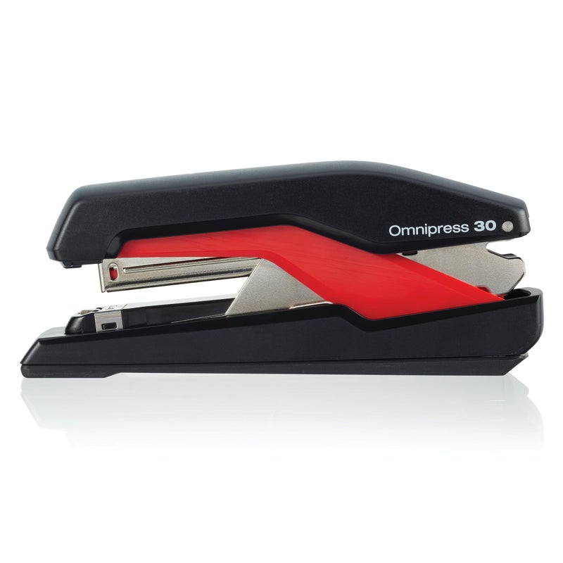 Swingline Stapler, Omnipress 30 Stapler, "Press Anywhere for Easier Use", 30 Sheet Capacity, Black/Red (5000586A) - Image 2